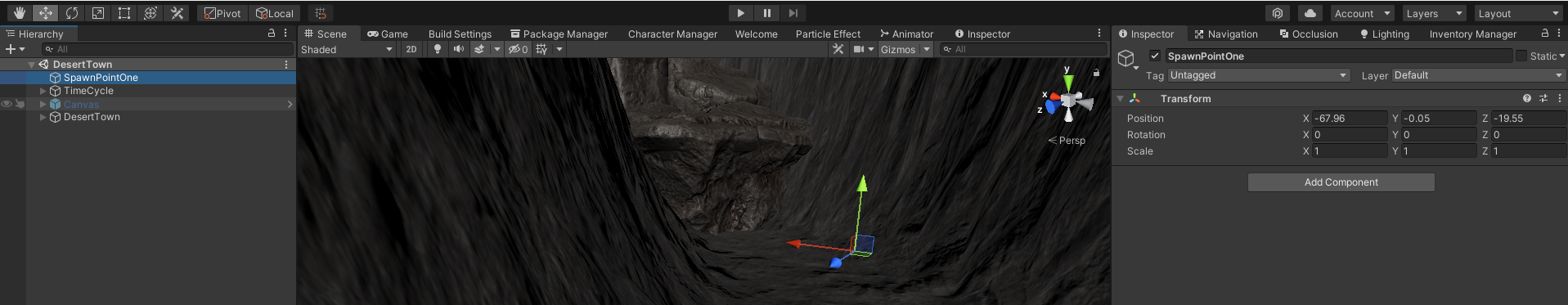 Spawn location in second scene