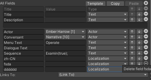 not able to delete on any of those added localization fields